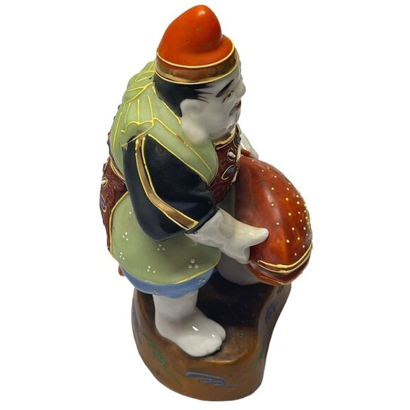 Japanese Figurine Kutani God of Prosperity w/Moriage Lucky God Vtg. 1960s - Picture 6 of 11